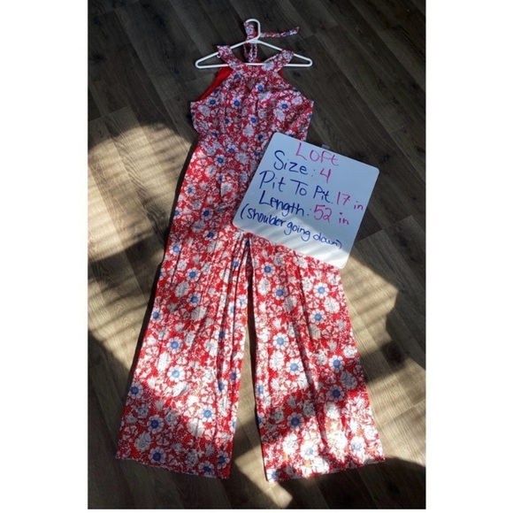 LOFT Red Floral Halter Jumpsuit - Picture 6 of 6
